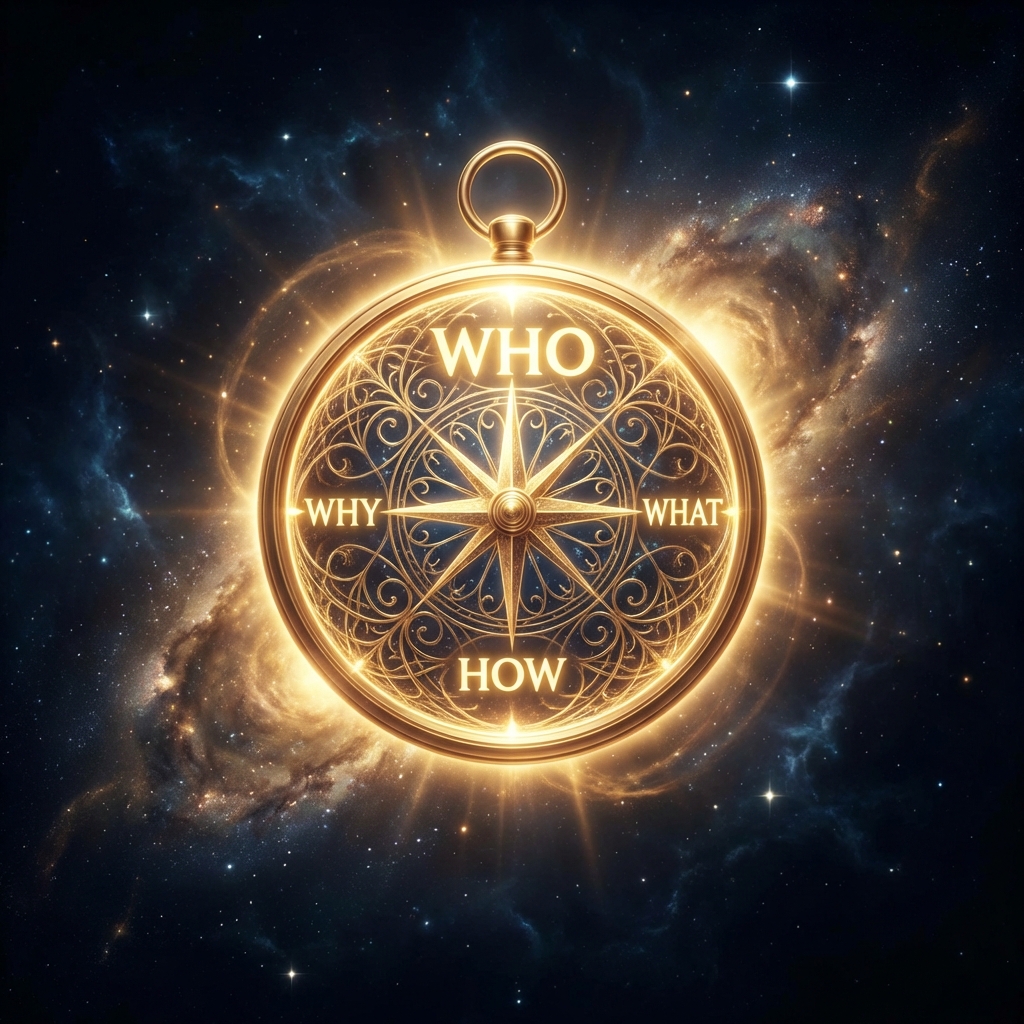 Golden compass with WHO at the center